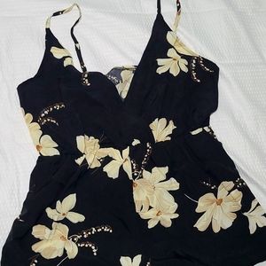 Floral Black and Cream XL Plus Romper